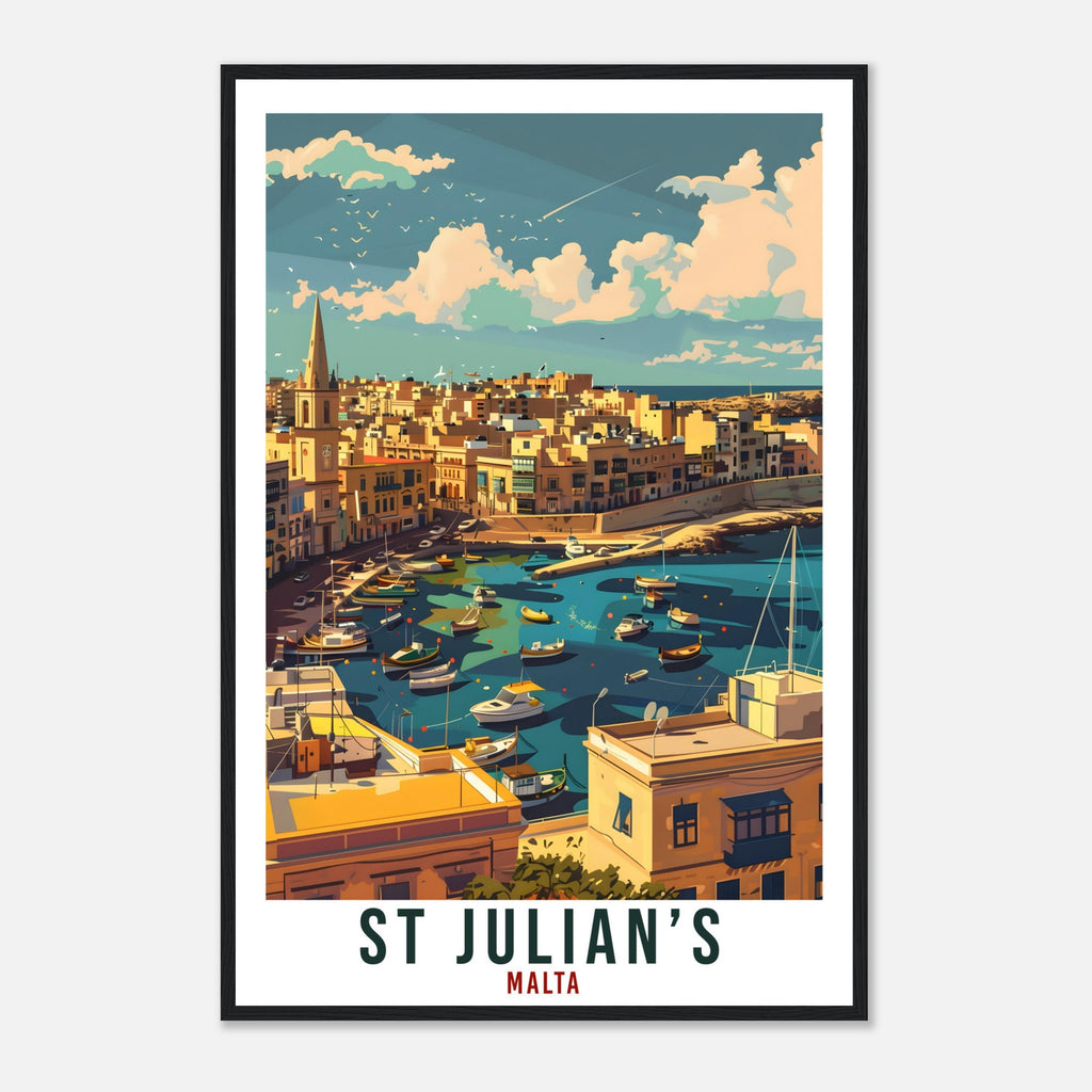 St Julians Travel Print Malta Wall Art Wall Hanging Home Living Décor St Julians Gift Art Lovers Gift Malta Artwork Gift Malta Travel Poster