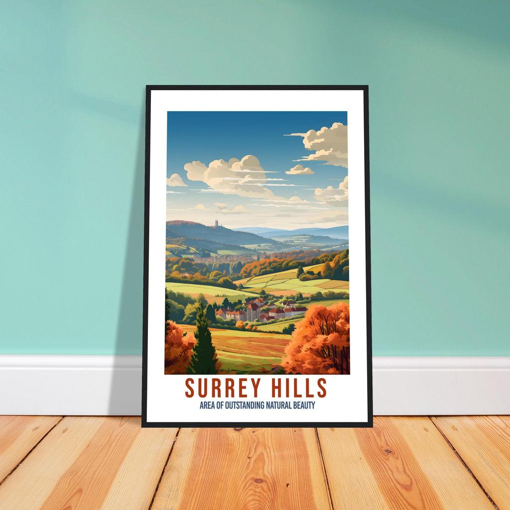 Surrey Hills Travel Poster Surrey Hills Home Decoration Mountain Landscape England Nature Wall Hanging Surrey Hills Artwork Travel Print