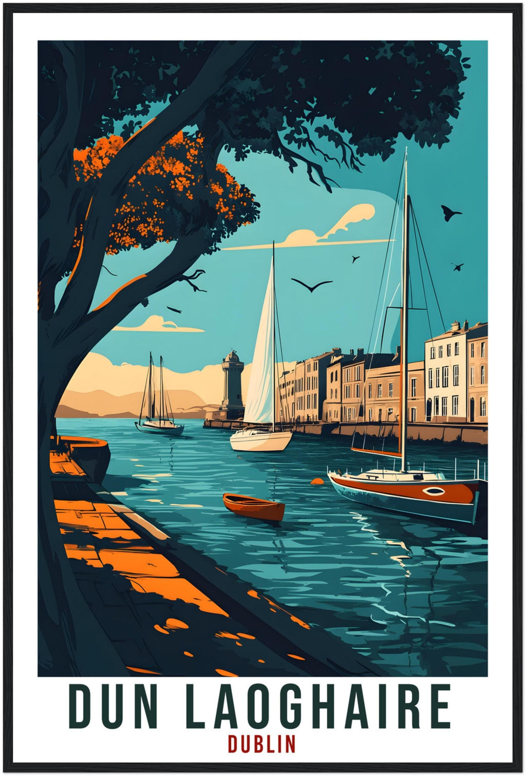 Dun Laoghaire Travel Print Ireland Decor Dun Laoghaire Wall Art Gift Wall Hanging Art Lover Dublin Irish Artwork Travel Poster Ireland Art
