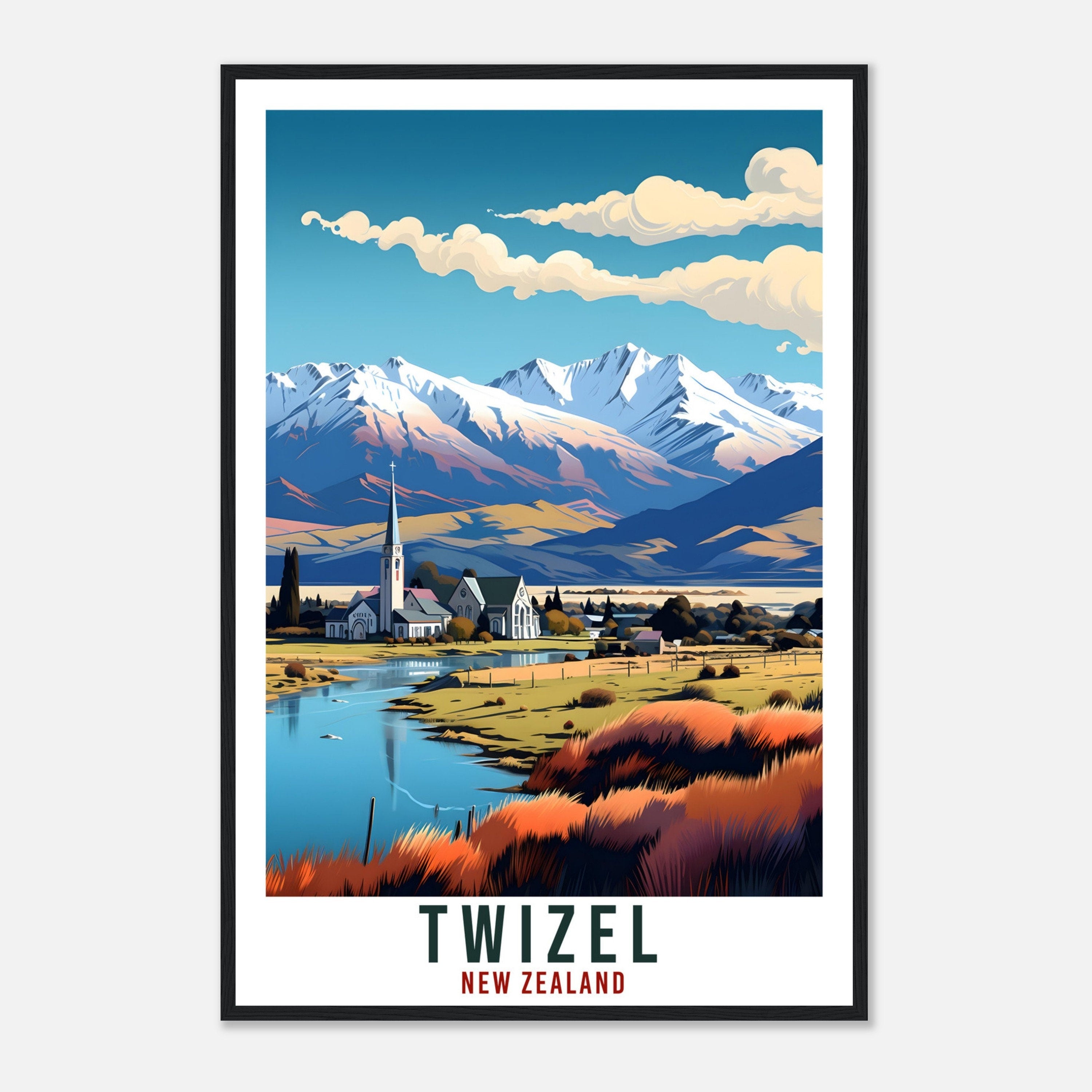 Twizel Travel Print Wall Art Twizel  New Zealand Wall Hanging Artwork Twizel  Art Gifts Twizel  Travel Poster New Zealand Art Lovers Gift