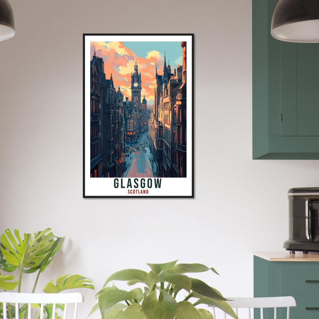 Glasgow Travel Print Scotland Home Decor Glasgow Wall Art Wall Hanging Art Lover Scotland Artwork Travel Poster Glasgow City Travel Art