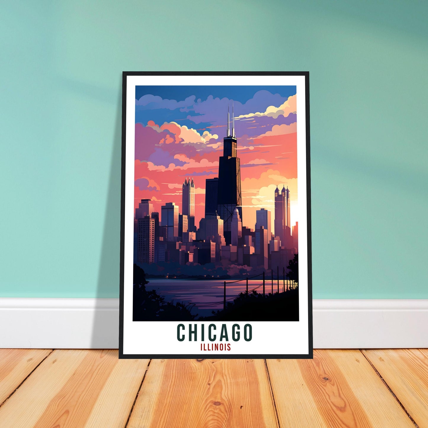 Chicago Travel Print Illinois Home Decoration USA City Wall Art Gift Wall Hanging Art Lover Illinois Artwork Chicago Travel Poster