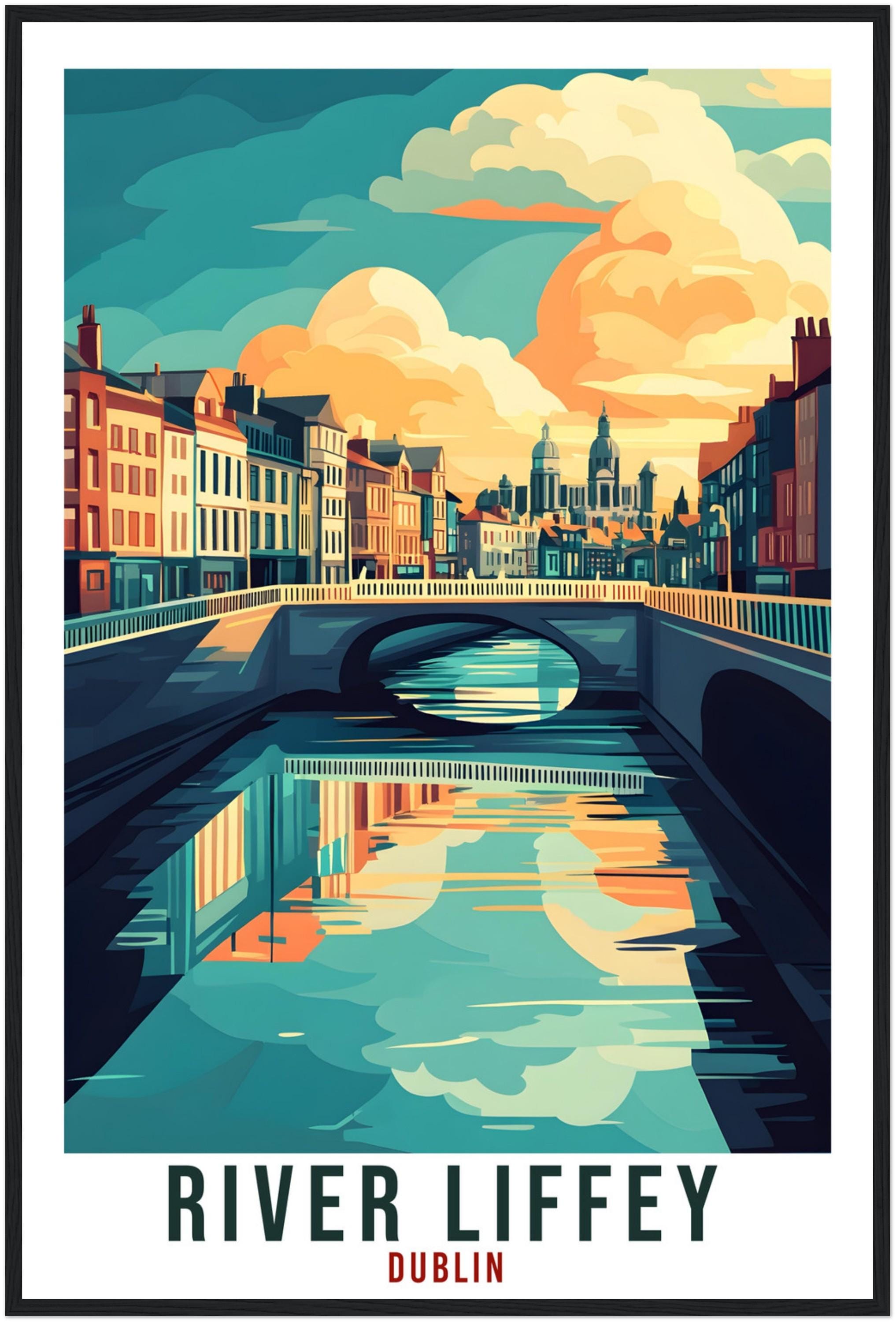 River Liffey Travel Print Ireland Decor River Liffey Wall Art Wall Hanging Irish Artwork Travel Poster Liffey Dublin Ireland Travel Art