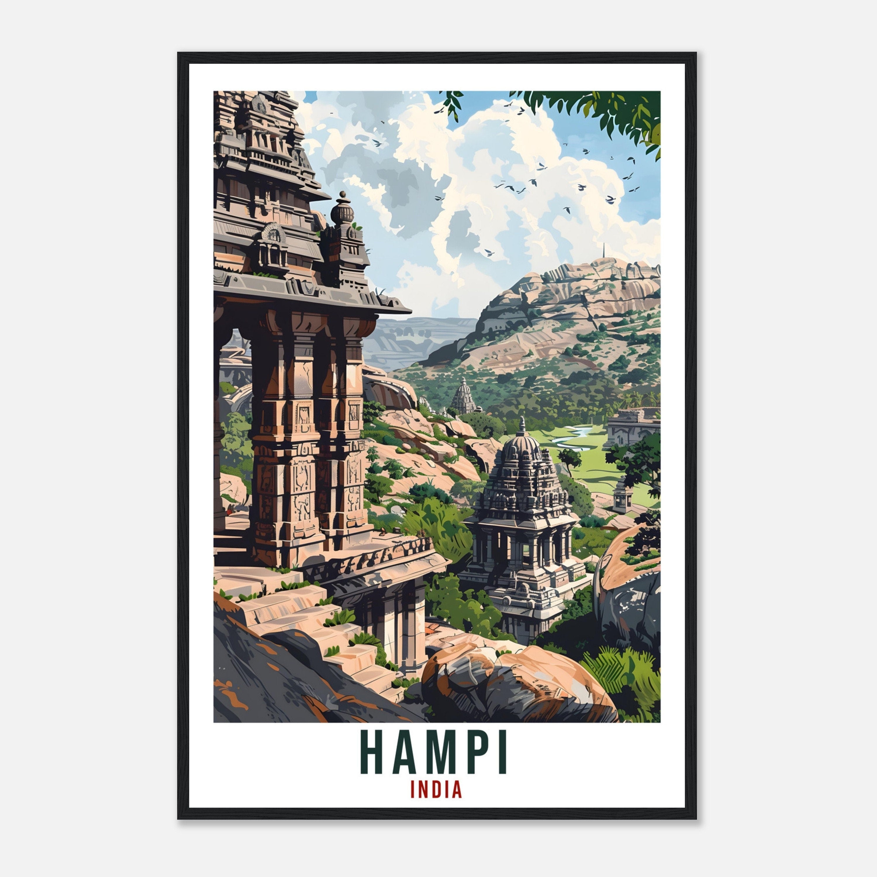 Hampi Travel Print India Home Decoration Wall Art Gift Wall Hanging Art Lover Indian Artwork India Hampi Travel Poster Hampi Indian Gift