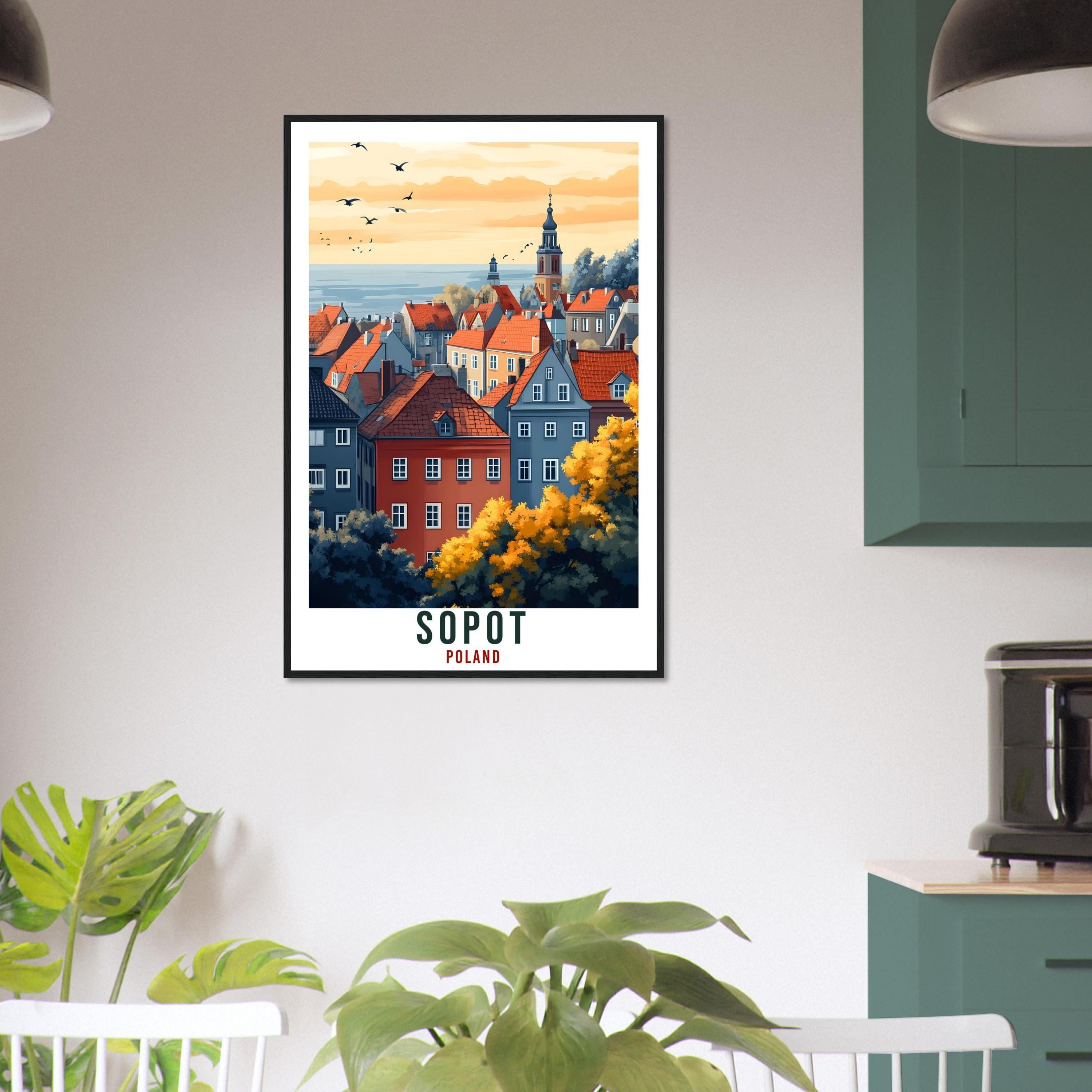 Sopot Travel Print Poland Home Decor Sopot Wall Art Gift Wall Hanging Art Lover Sopot Polish Artwork Travel Poster Poland Travel Artwork