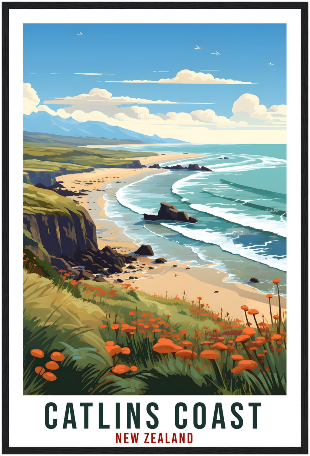 Catlins Coast Travel Print Wall Art Catlins Coast New Zealand Wall Hanging Artwork Gift Catlins Coast Travel Poster New Zealand Art Lovers