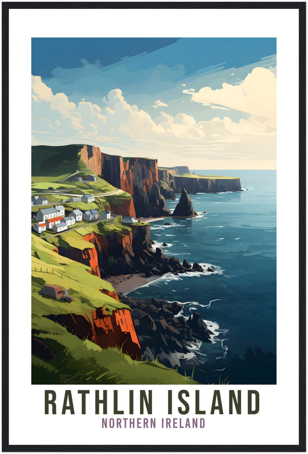 Rathlin Island Travel Print Northern Ireland Seaside Coastal Landscape Wall Hanging Rathlin Island Artwork Gift Rathlin Island Travel Poster