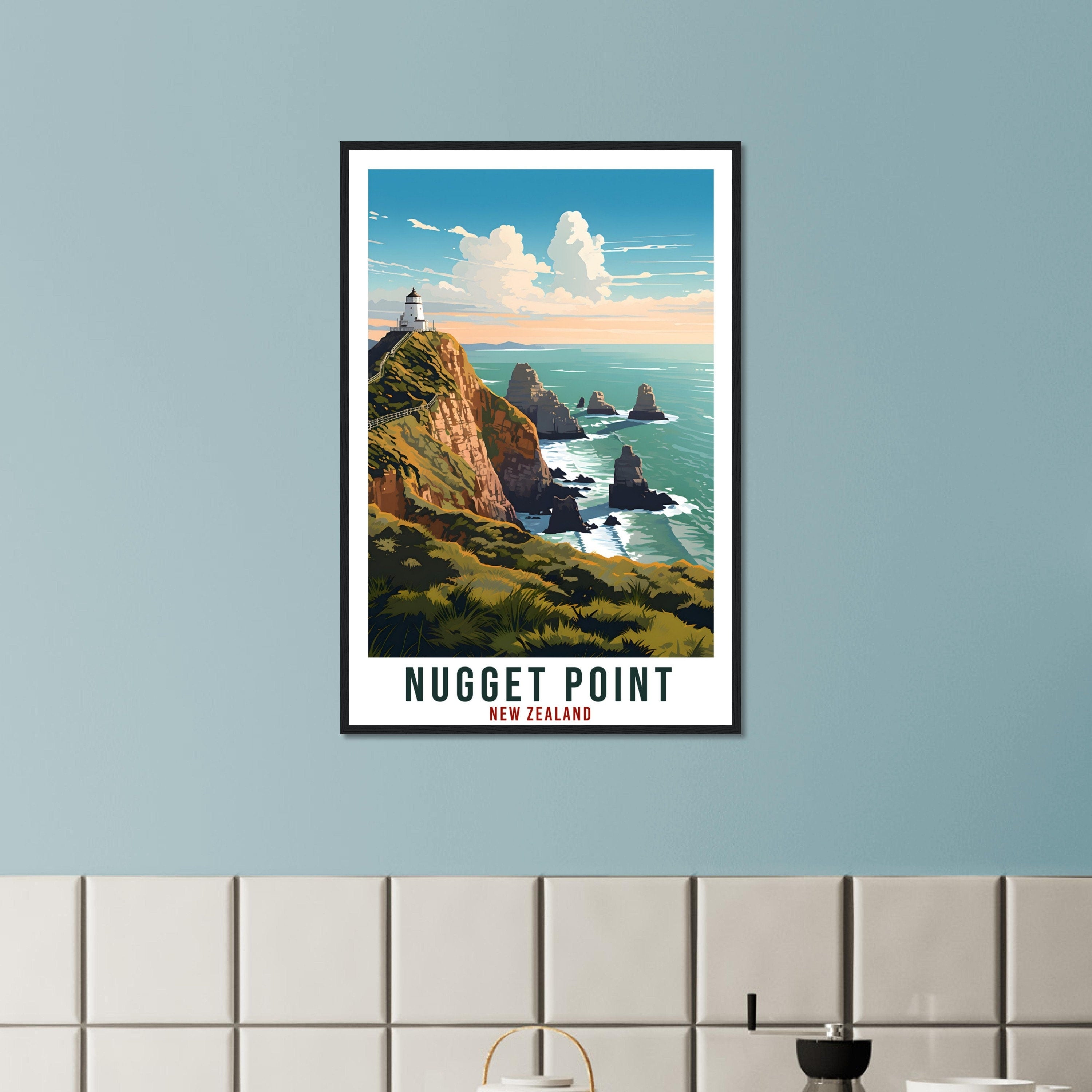Nugget Point Travel Print Wall Art Nugget Point New Zealand Decor Artwork Art Gifts Nugget Point Travel Poster New Zealand Art Lovers Gift