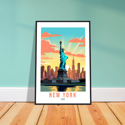 New York Travel Print Wall Art New York Art Gift New York Wall Hanging New York Home Decor New York State Art Print Travel Poster USA Statue