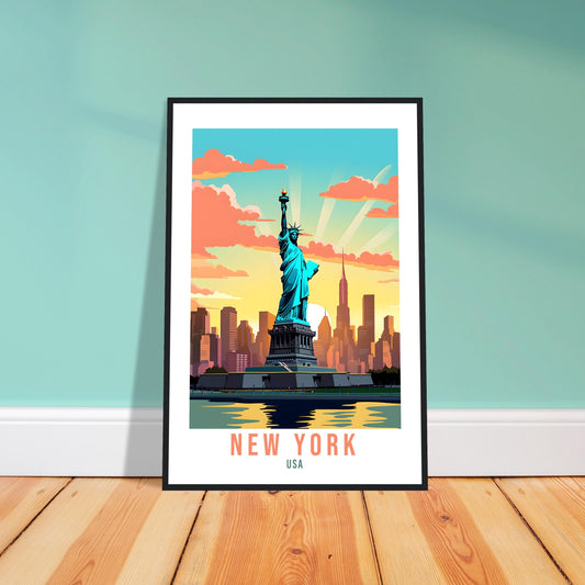 New York Travel Print Wall Art New York Art Gift New York Wall Hanging New York Home Decor New York State Art Print Travel Poster USA Statue