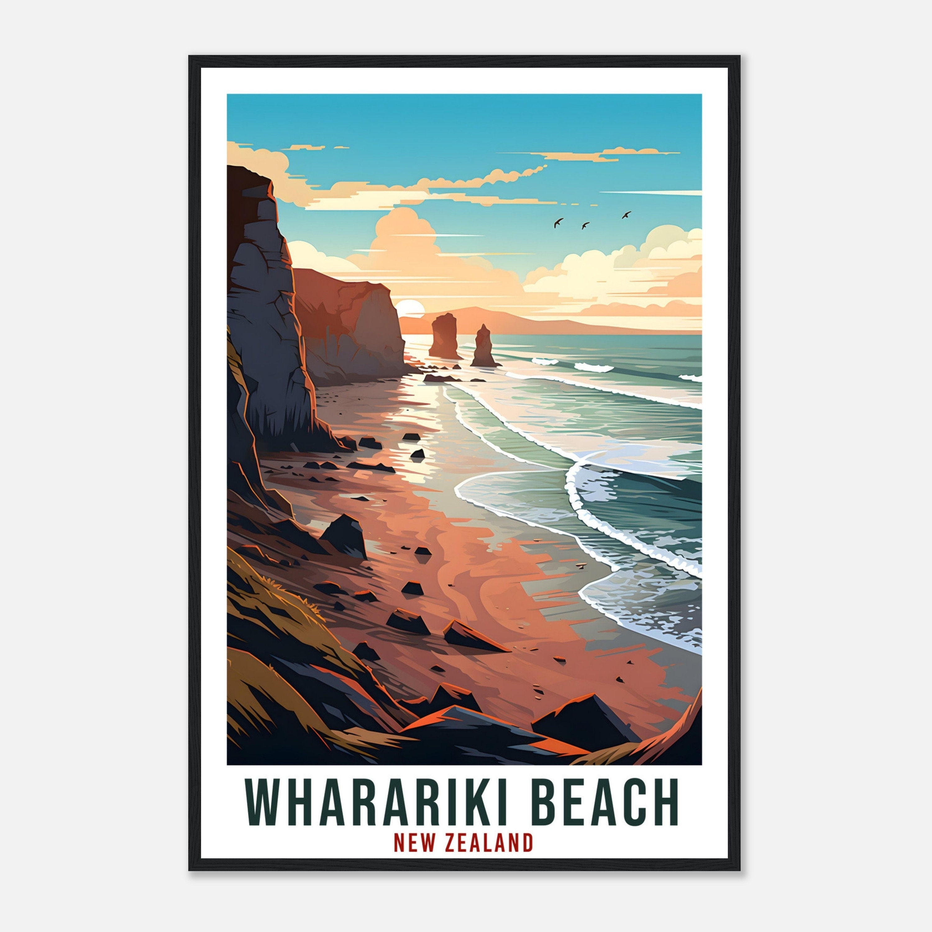 Wharariki Beach Travel Print Wall Art Wharariki Beach New Zealand Artwork Art Gifts Wharariki Travel Poster New Zealand Art Lovers Gift