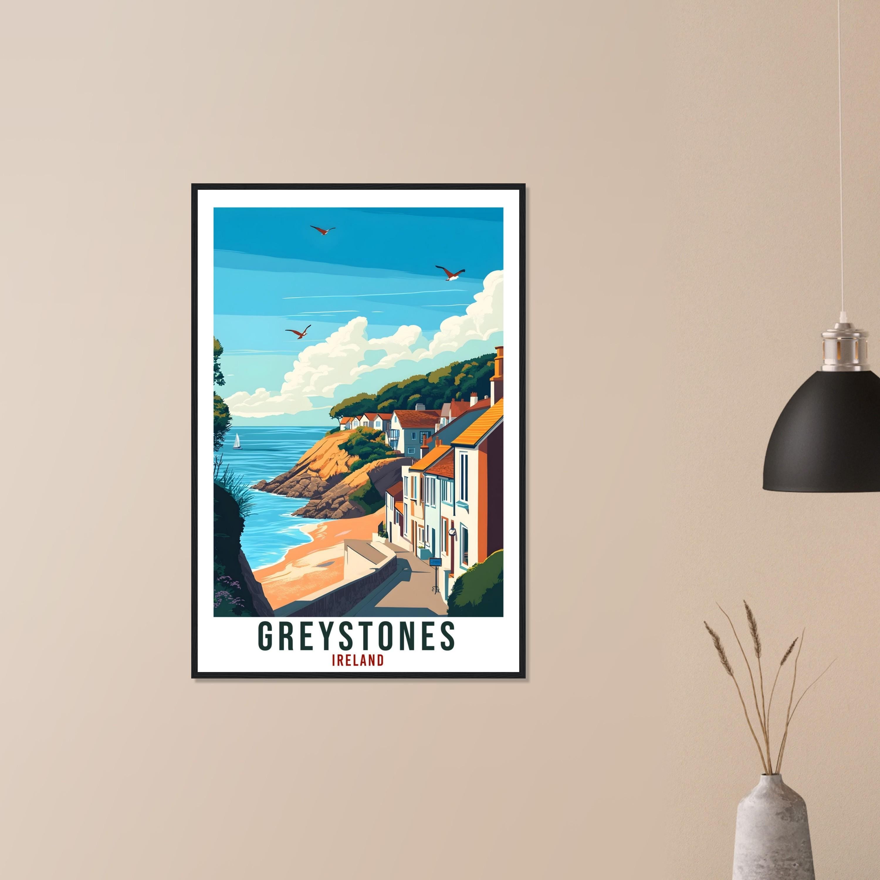 Greystones Travel Print Ireland Home Decor Greystones Wall Art Wall Hanging Art Lover Irish Artwork Travel Poster Greystones Ireland Travel