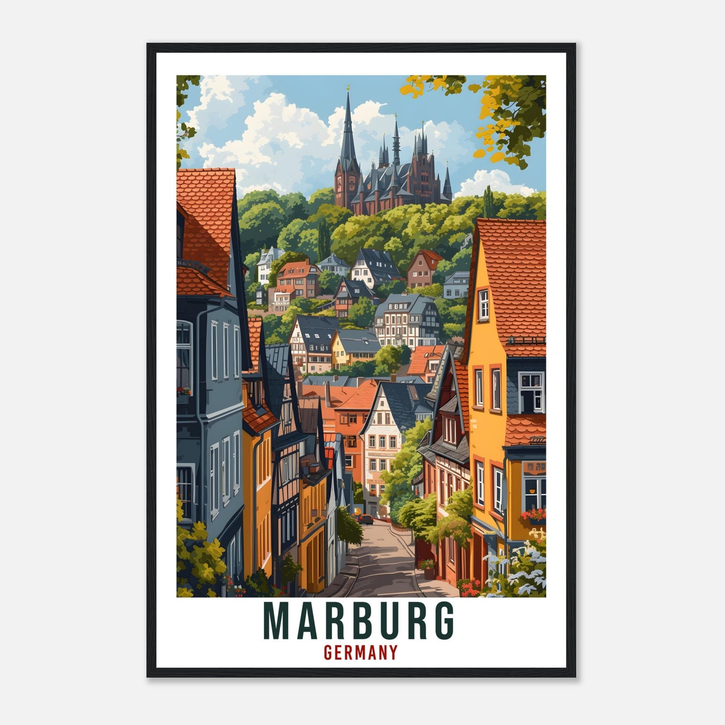 Marburg Travel Print Germany Home Decoration Marburg German City Wall Art Gift Wall Hanging Art Lover Germany Artwork Marburg Travel Poster