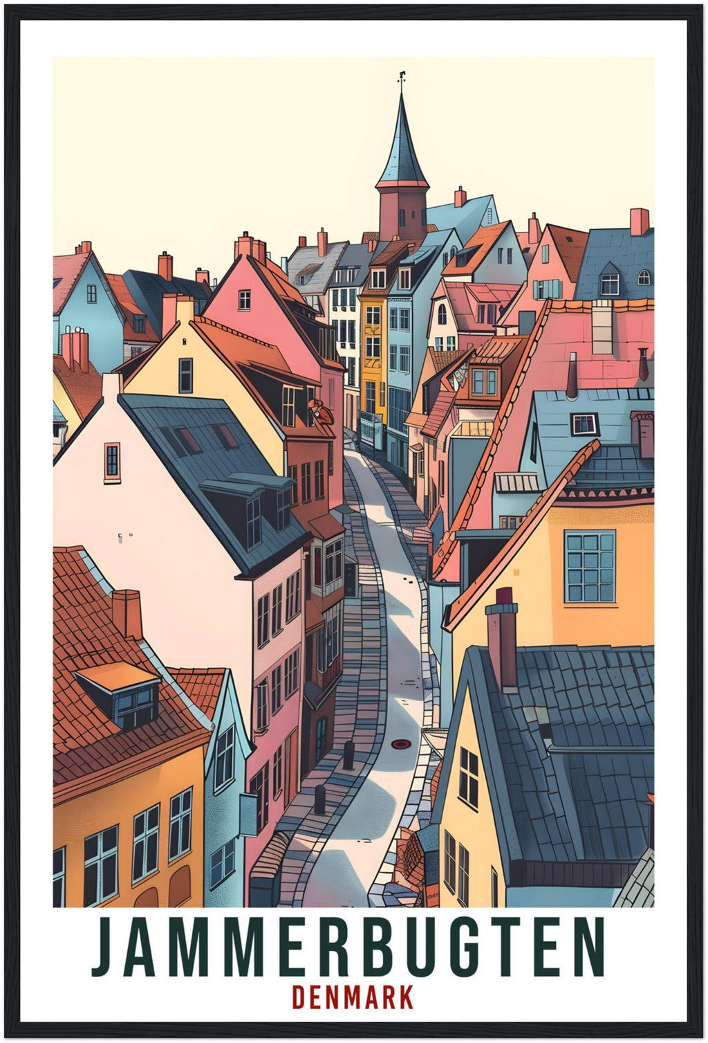 Jammerbugten Travel Print Denmark Wall Art Wall Hanging Jammerbugten Verona Gift Art Lovers Gift Denmark Artwork Gift Danish Travel Poster