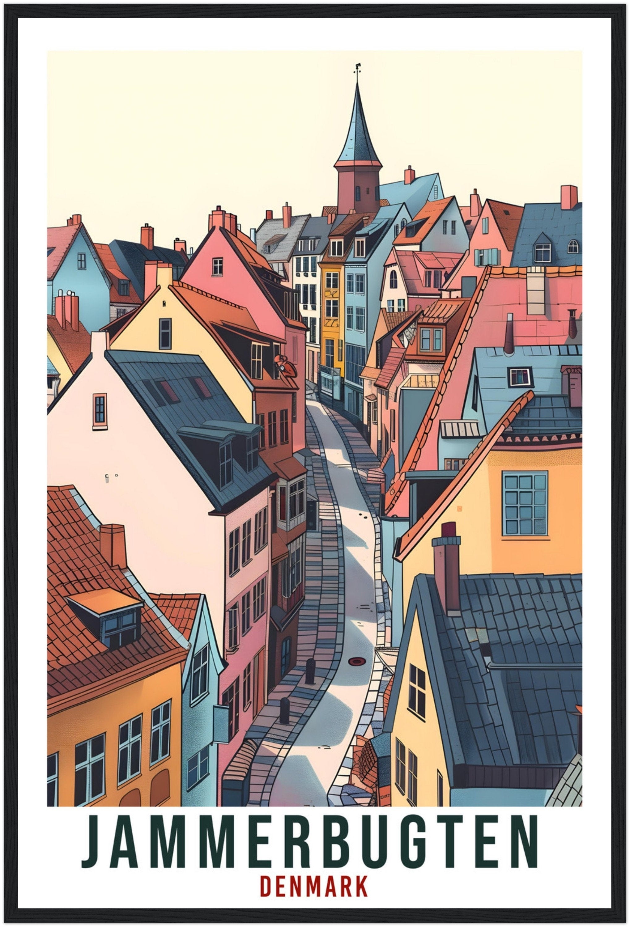 Jammerbugten Travel Print Denmark Wall Art Wall Hanging Jammerbugten Verona Gift Art Lovers Gift Denmark Artwork Gift Danish Travel Poster