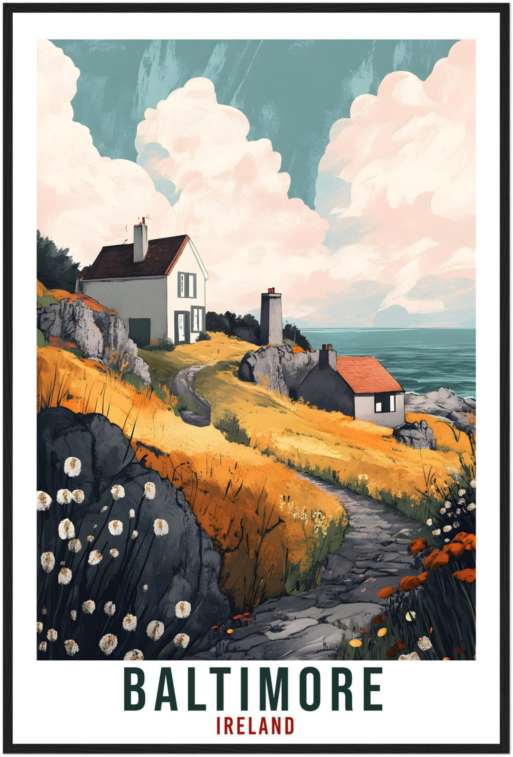 Baltimore Travel Print Ireland Home Decor Baltimore Wall Art Gift Wall Hanging Art Lover Cork Irish Artwork Travel Poster Ireland Travel Art