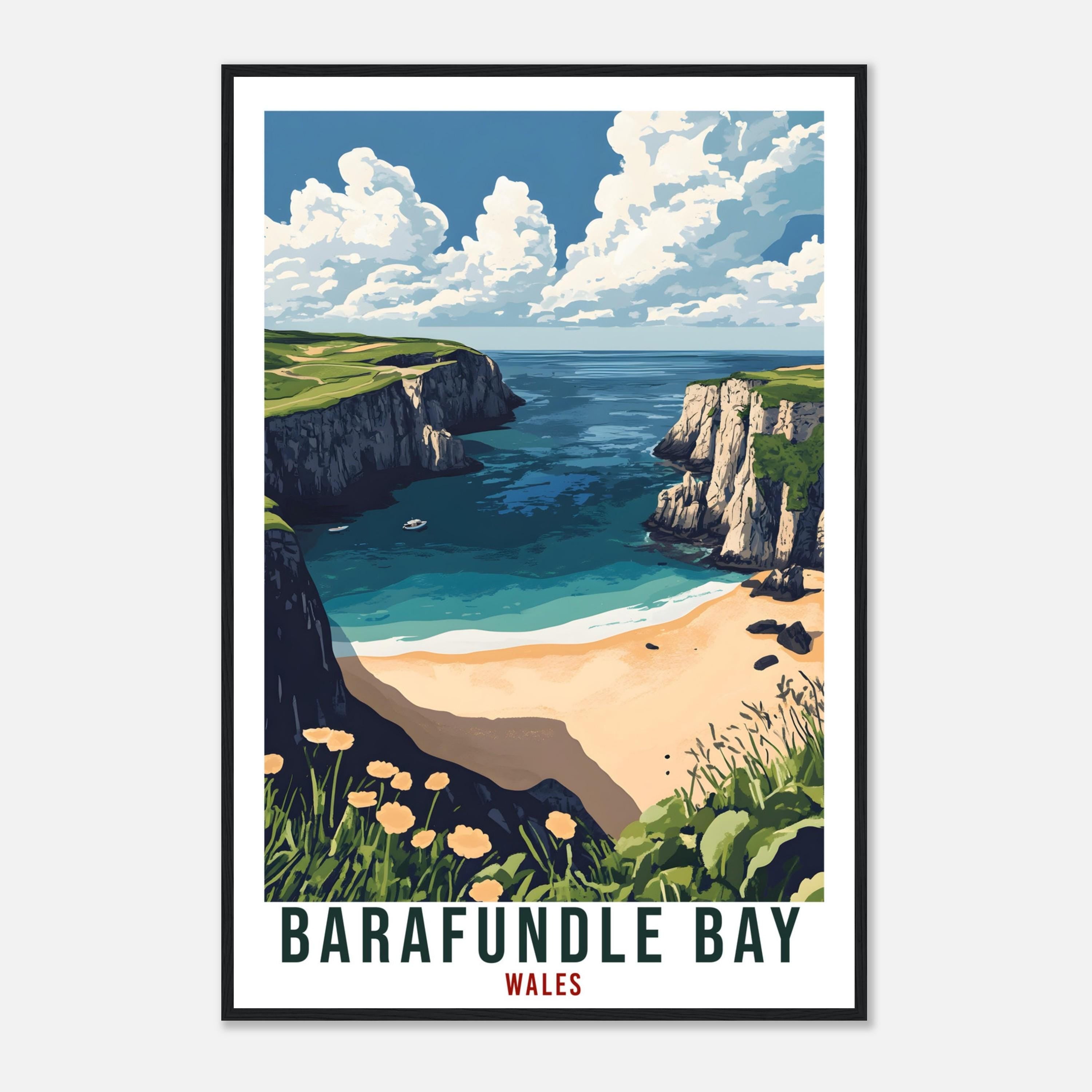 Barafundle Bay Travel Print Wales Home Decor Barafundle Bay Wall Art Wall Hanging Art Lover Wales Artwork Travel Poster Barafundle Bay Art