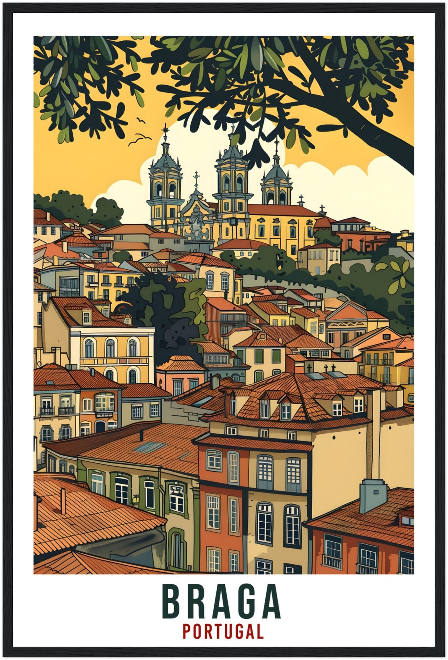 Braga Travel Print Portugal Wall Art Wall Hanging Home Décor Braga Gift Portugal Landmark Artwork Gift Braga Portugal Holiday Travel Poster
