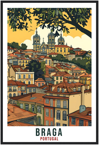Braga Travel Print Portugal Wall Art Wall Hanging Home Décor Braga Gift Portugal Landmark Artwork Gift Braga Portugal Holiday Travel Poster