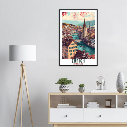 Zurich Travel Print Wall Art Zurich Switzerland Wall Hanging Artwork Zurich Art Gifts Zurich Travel Poster Switzerland Art Lovers Gift