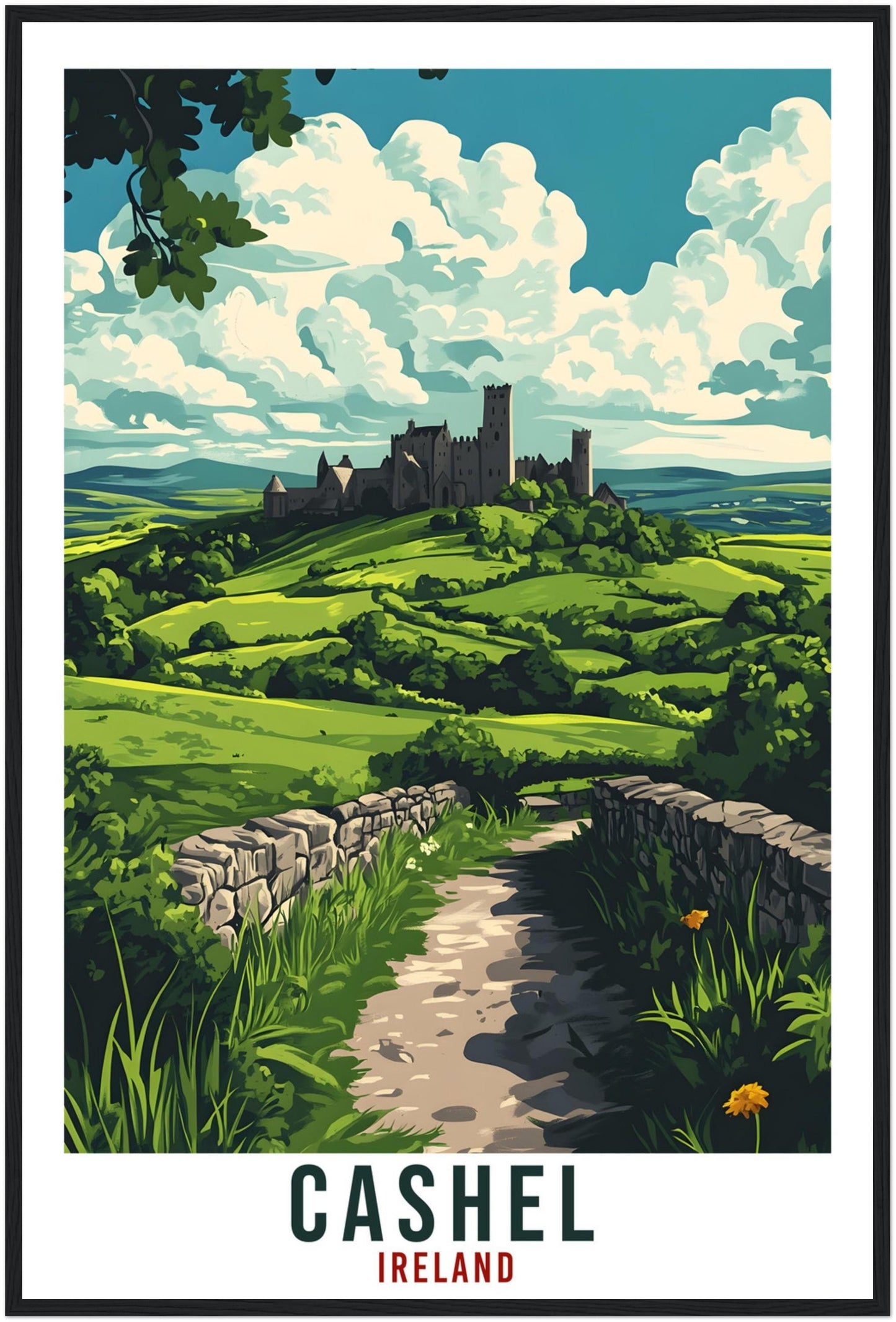 Cashel Travel Print Ireland Home Decor Cashel Wall Art Gift Wall Hanging Art Lover Tipperary Irish Artwork Travel Poster Ireland Travel Art