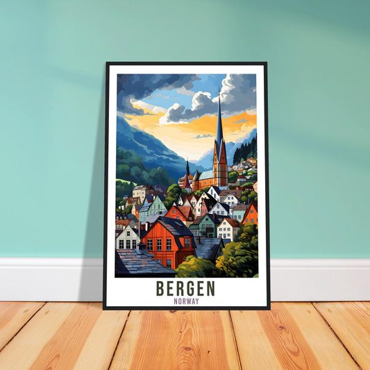 Bergen Norway Travel Print Bergen Wall Hanging Norway Arctic Bergen Travel Poster Norway Wall Art Bergen Travel Poster Bergen City Decor