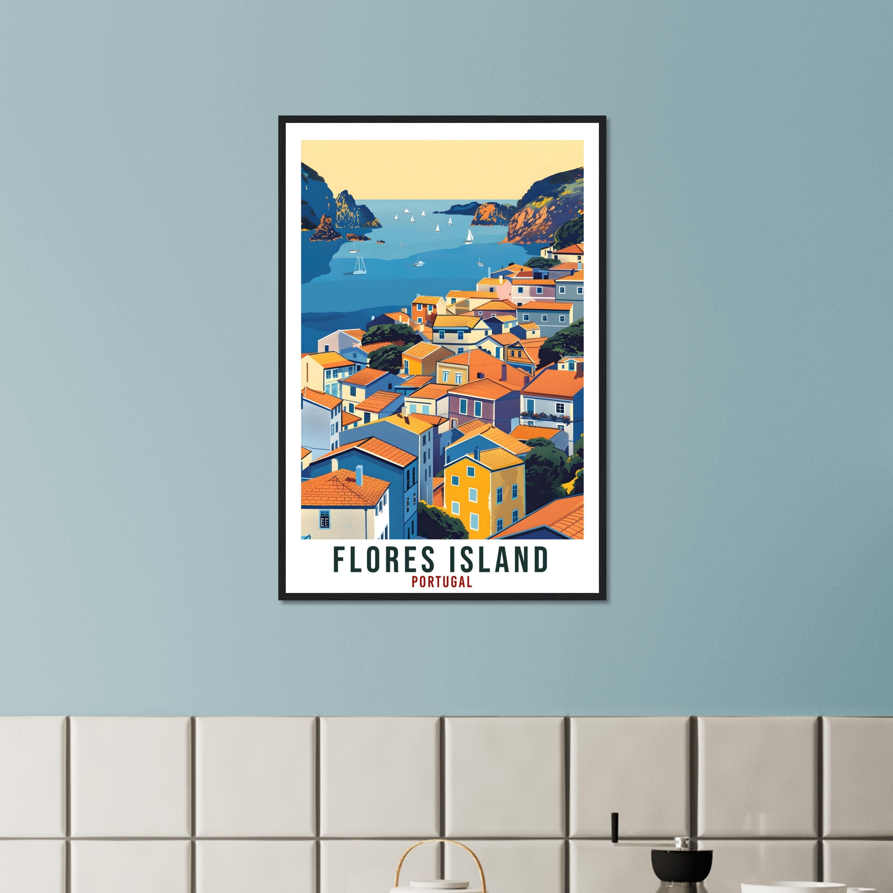 Flores Island Travel Print Portugal Wall Art Wall Hanging Home Décor Flores Gift Portugal Landmark Artwork Gift Portugal Travel Poster