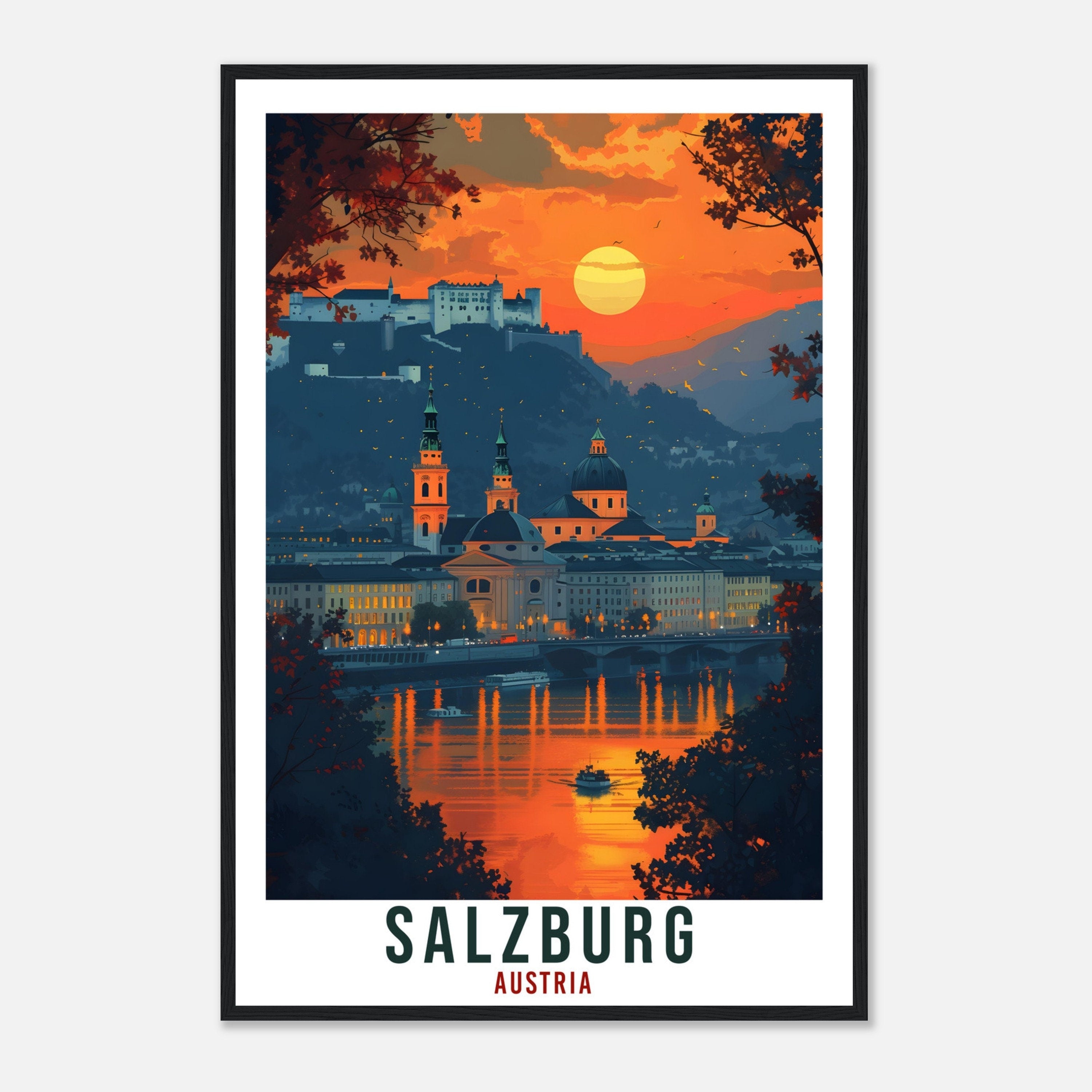 Salzburg Gift Travel Print Austria Decor Salzburg Austrian City Wall Art Gift Wall Hanging Art Lover Austria Artwork Salzburg Travel Poster