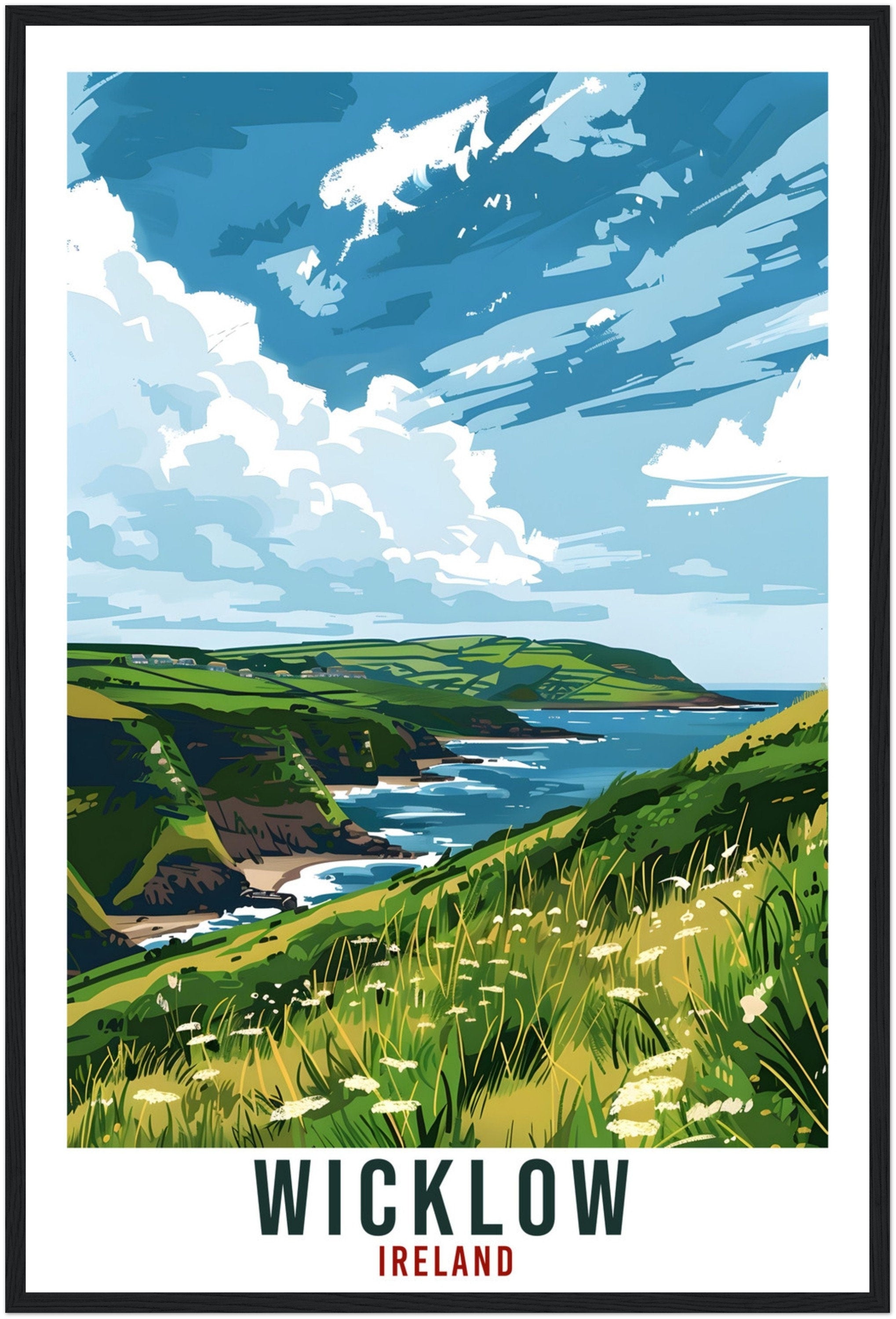 Wicklow Travel Poster Ireland Wall Art Wall Hanging Home Living Décor Wicklow Gift Art Lovers Gift Irish Artwork Gift Ireland Travel Print