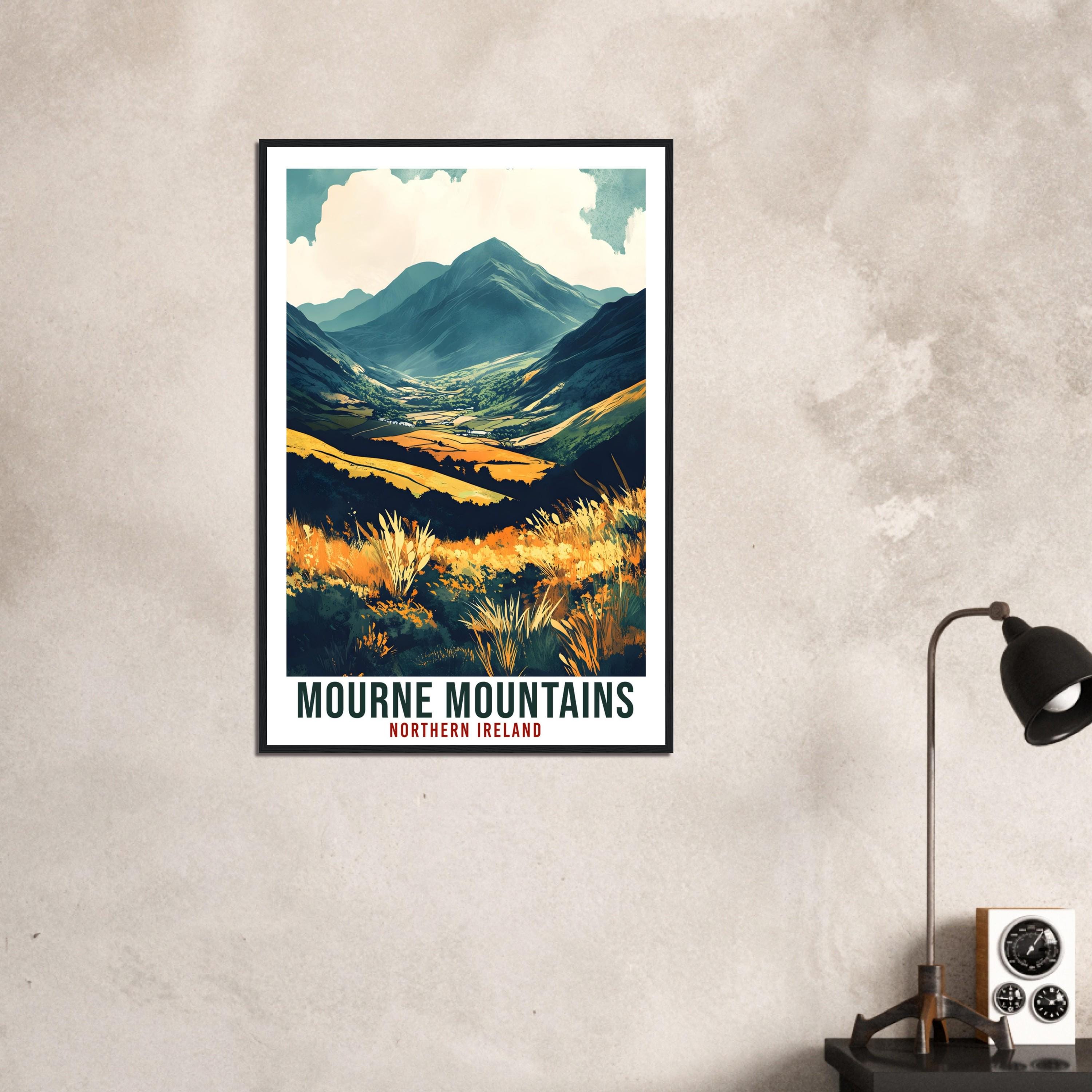 Mourne Mountains Travel Print Northern Ireland Decor PLACE Wall Art Wall Hanging Art Lover Irish Artwork Travel Poster The Mournes Irish Art