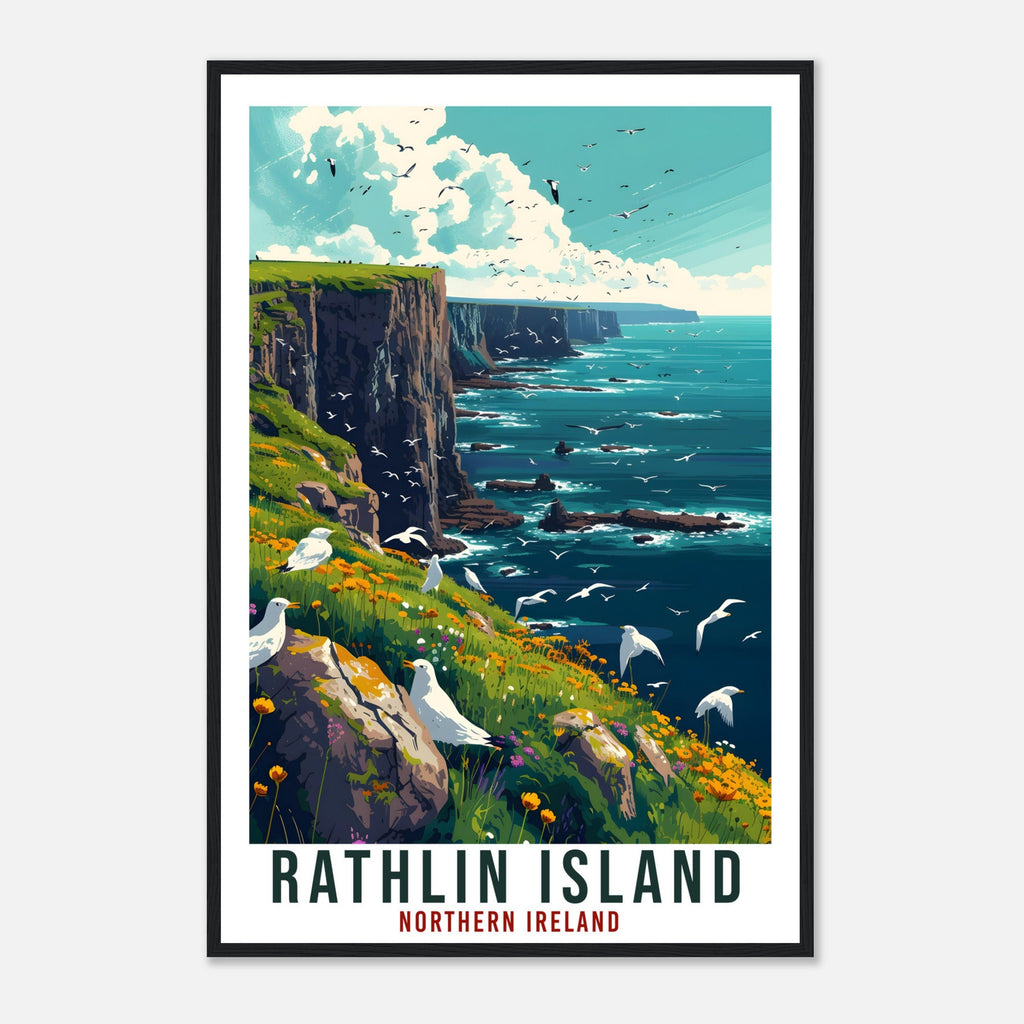 Rathlin Island Travel Print Northern Ireland Home Decoration Wall Art Wall Hanging Art Lover Ireland Artwork Rathlin Island Travel Poster