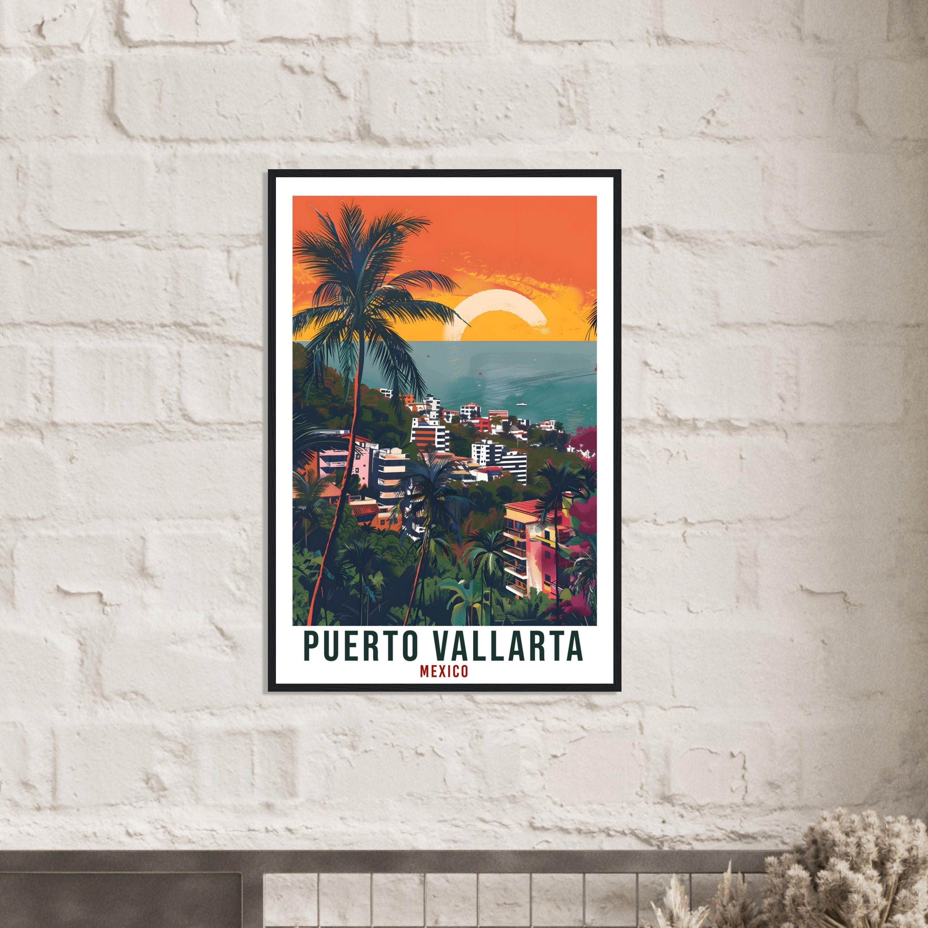 Puerto Vallarta Travel Print Mexico Home Decoration Wall Art Gift Wall Hanging Vallarta Mexico Artwork Mexico Travel Poster Holiday Print