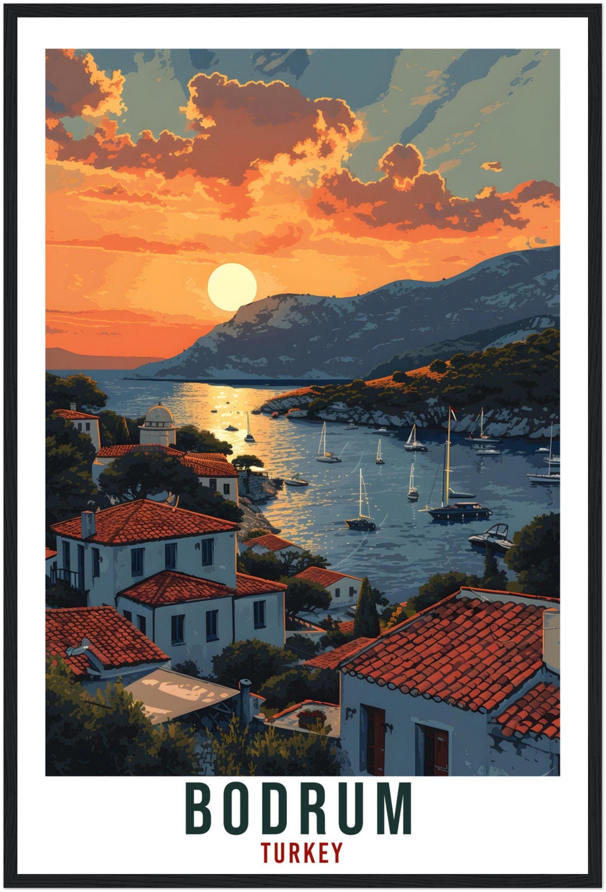 Bodrum Travel Print Turkey Home Decoration Bodrum Turkish City Wall Art Gift Wall Hanging Art Lover Turkey Artwork Bodrum Travel Poster