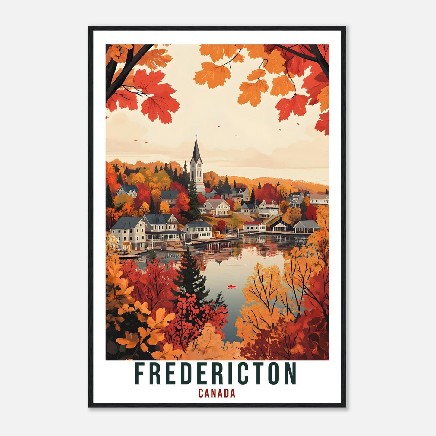 Fredericton Travel Print Canada Home Decor New Brunswick Wall Art Gift Wall Hanging Art Lover Fredericton Canadian Artwork Travel Poster