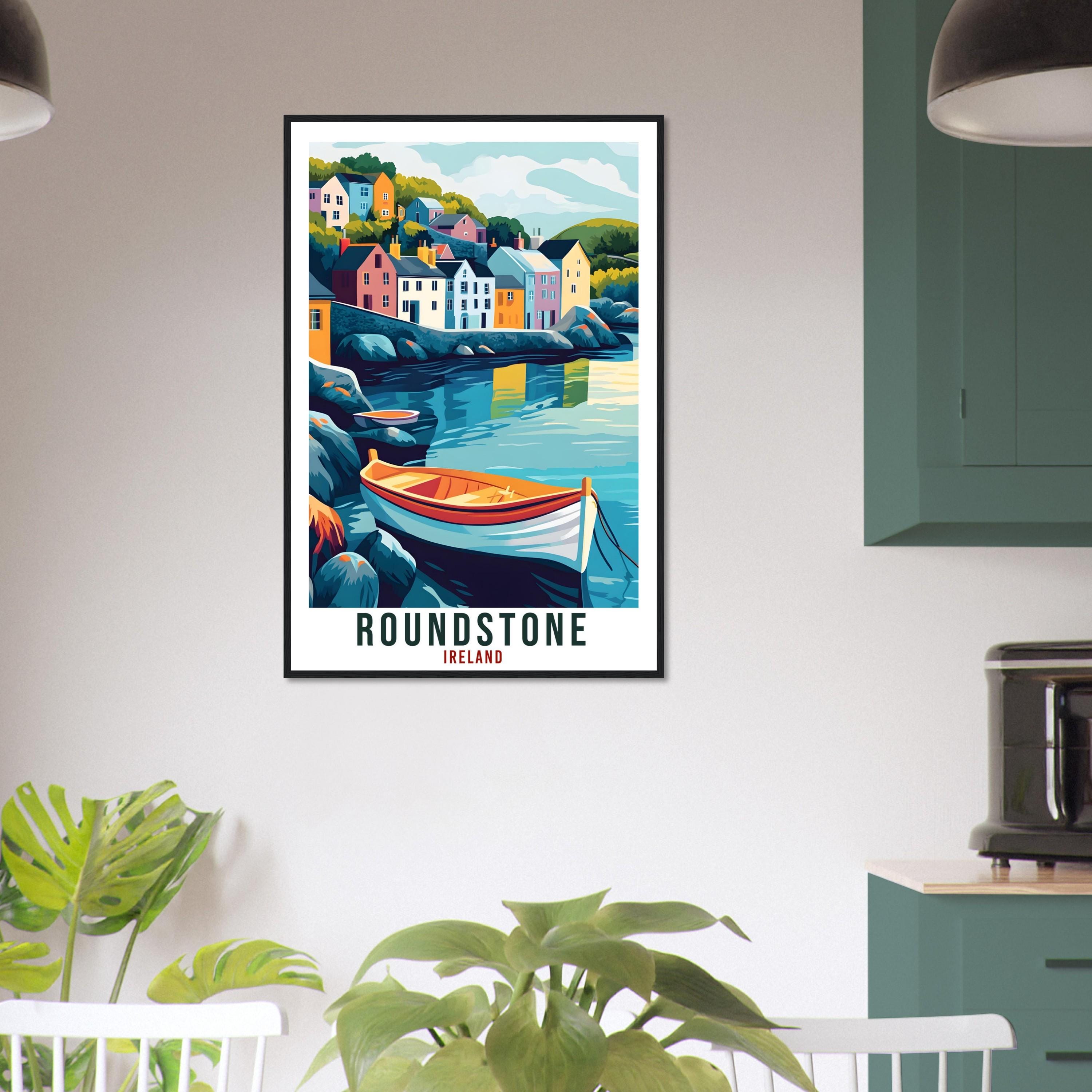 Roundstone Travel Print Ireland Home Decor Roundstone Wall Art Gift Wall Hanging Art Lover Roundstone Irish Artwork Travel Poster Ireland