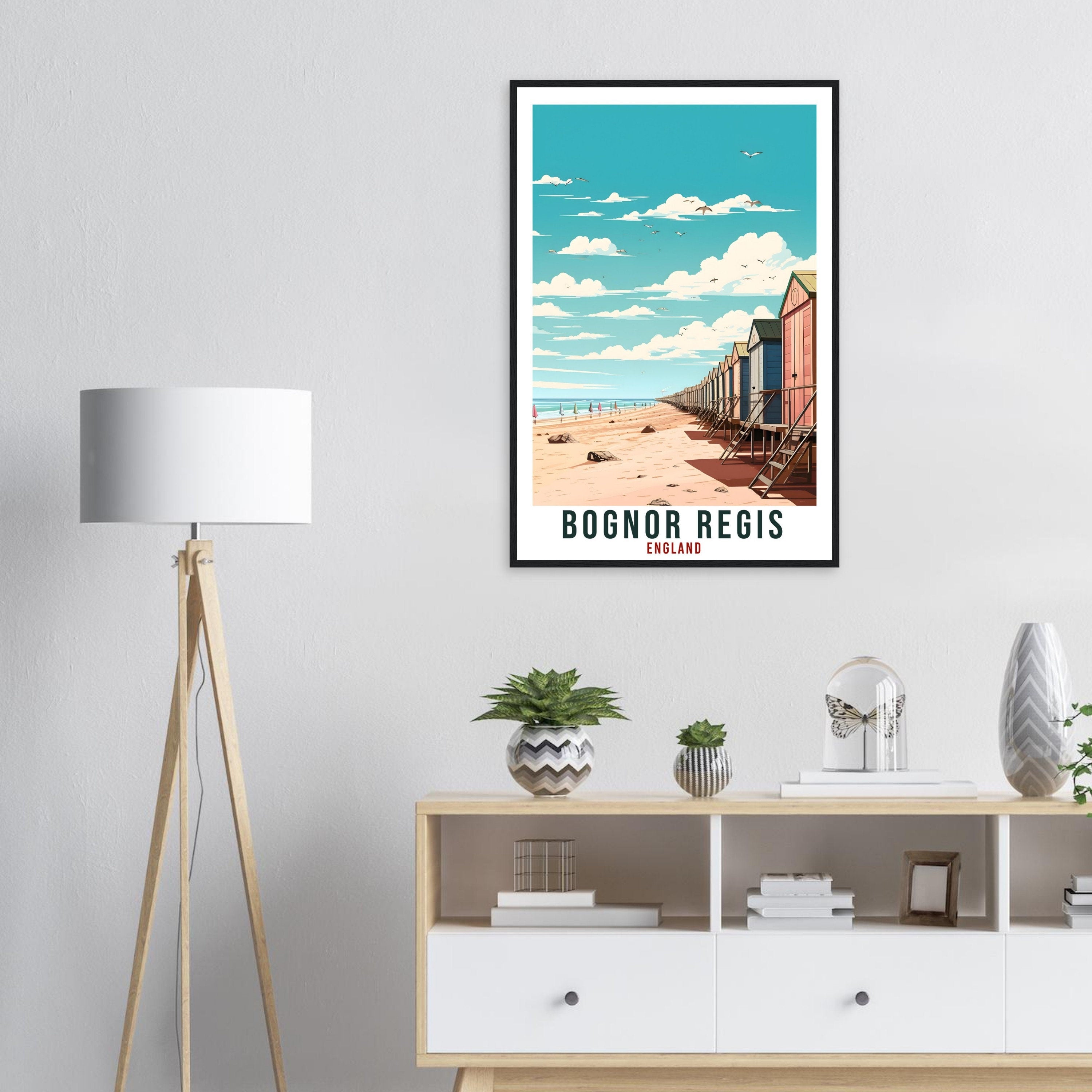 Bognor Regis Beach Travel Print English Home Decoration Wall Art Gift Wall Hanging Art Lover Artwork England Bognor Regis Travel Poster