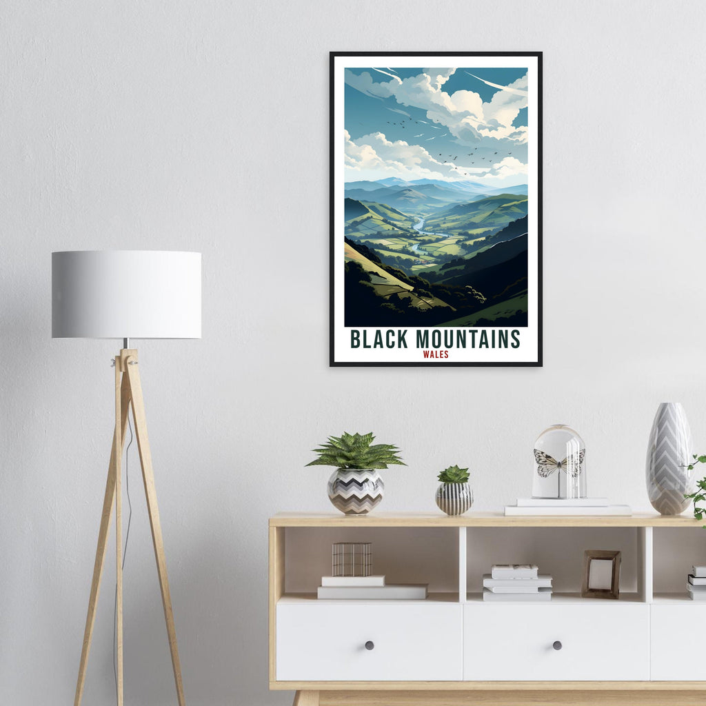 Black Mountains Travel Print Wales Wall Art Home Decor Wall Hanging Travel Art Gift Black Mountains Travel Poster Wales Landscape Artwork