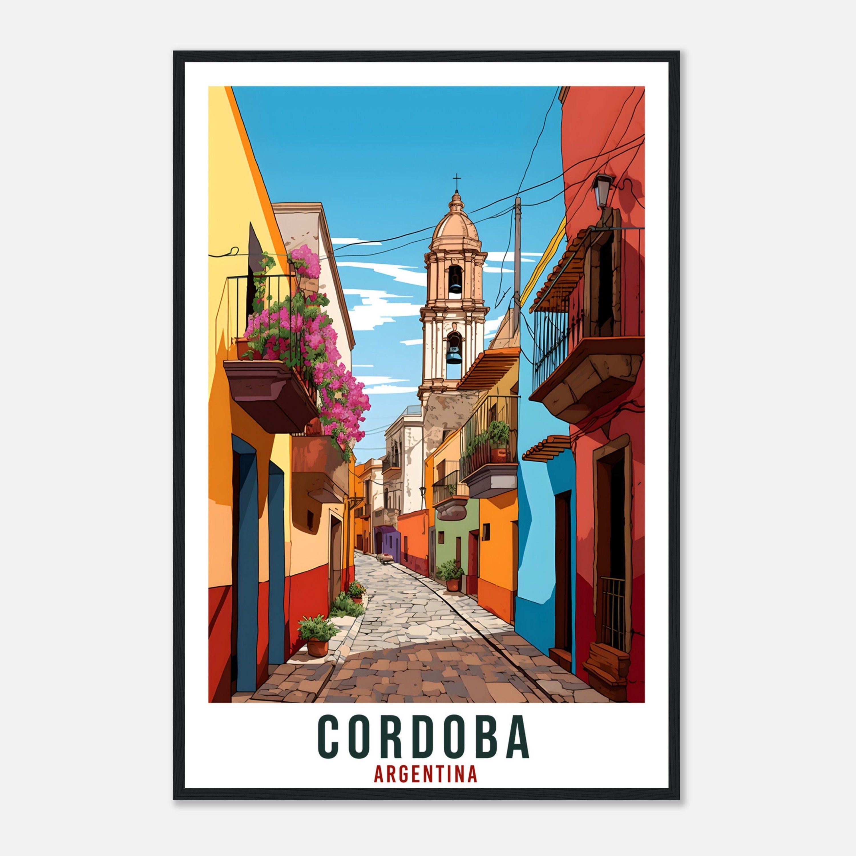 Cordoba Travel Poster Wall Art Cordoba Argentina City Landscape Artwork Cordoba Art Gifts Cordoba Travel Print Argentinian Art Lovers Gift