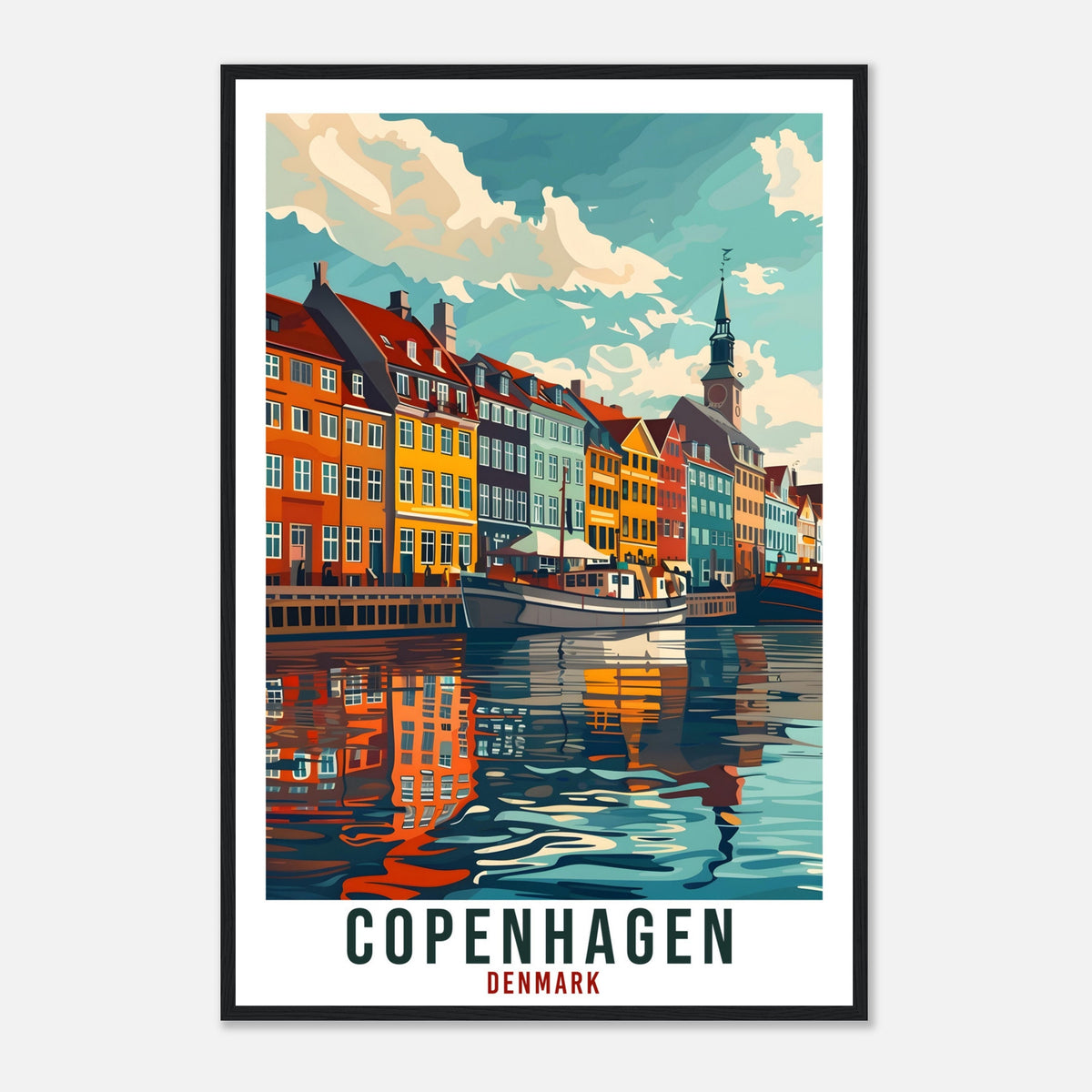 Copenhagen Danish Travel Print Denmark Wall Art Wall Hanging Home Living Décor Copenhagen Gift Art Lovers Denmark Artwork Gift Travel Poster
