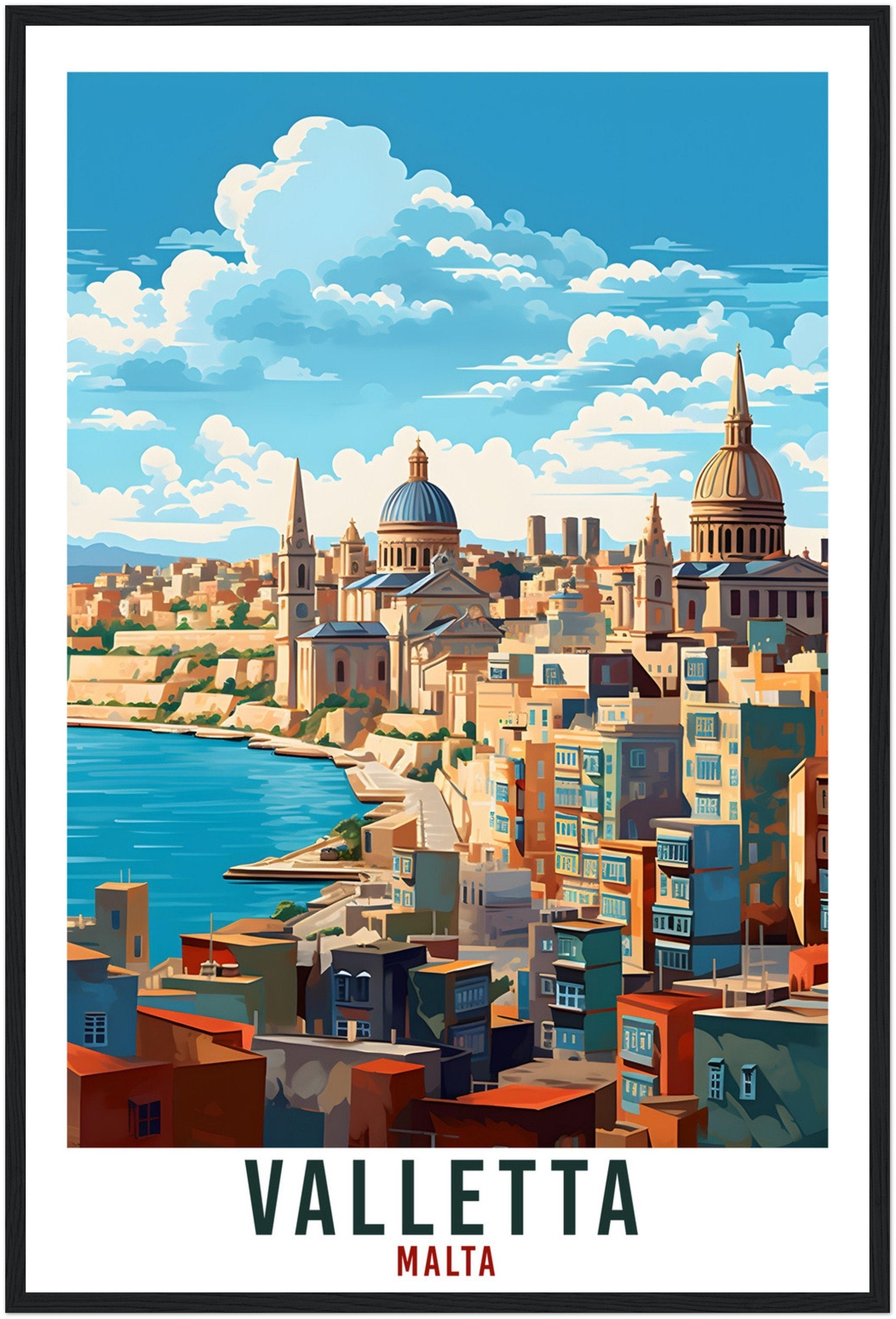Valletta Travel Print Malta Wall Art Wall Hanging Home Living Décor Valletta Gift Art Lovers Gift Malta Artwork Gift Malta Travel Poster