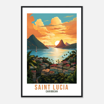 Saint Lucia Travel Print Wall Art St Lucia Sunset Wall Hanging Home Décor Caribbean Gift Art Lovers Castries Travel Poster St Lucia Poster