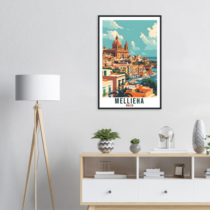 Mellieha Travel Print Malta Wall Art Wall Hanging Home Living Décor Mellieha Gift Art Lovers Gift Malta Artwork Gift Malta Travel Poster