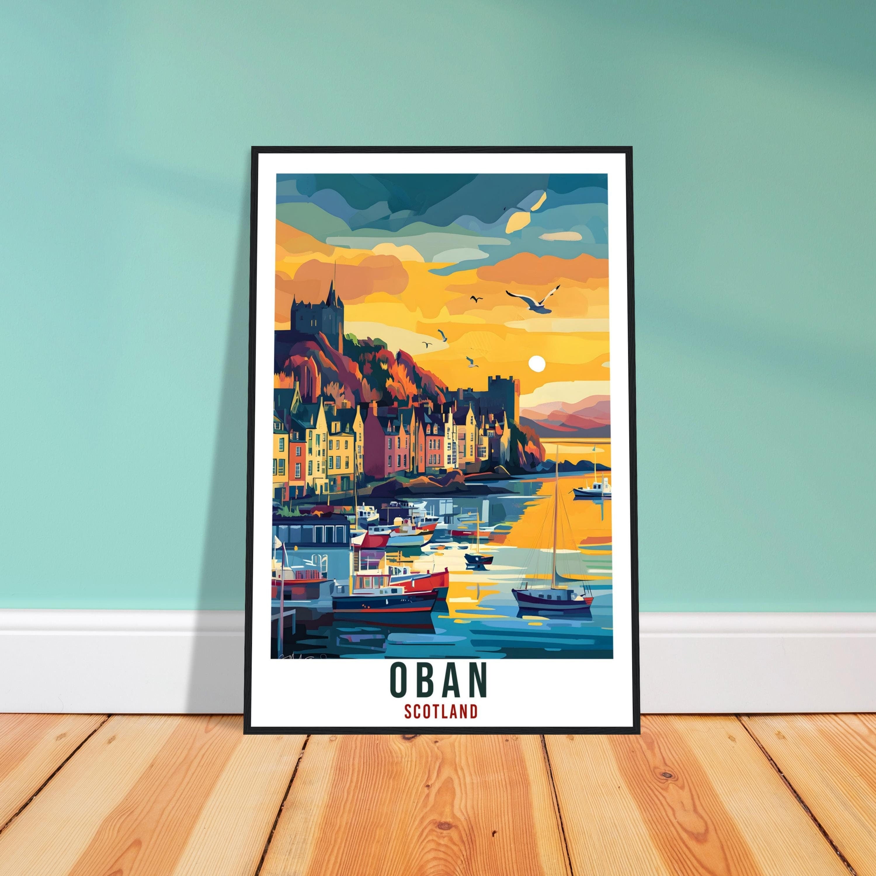 Oban Travel Print Scotland Home Decor Oban Wall Art Wall Hanging Art Lover Scotland Artwork Travel Poster Oban Travel Art Oban Scotland Gift