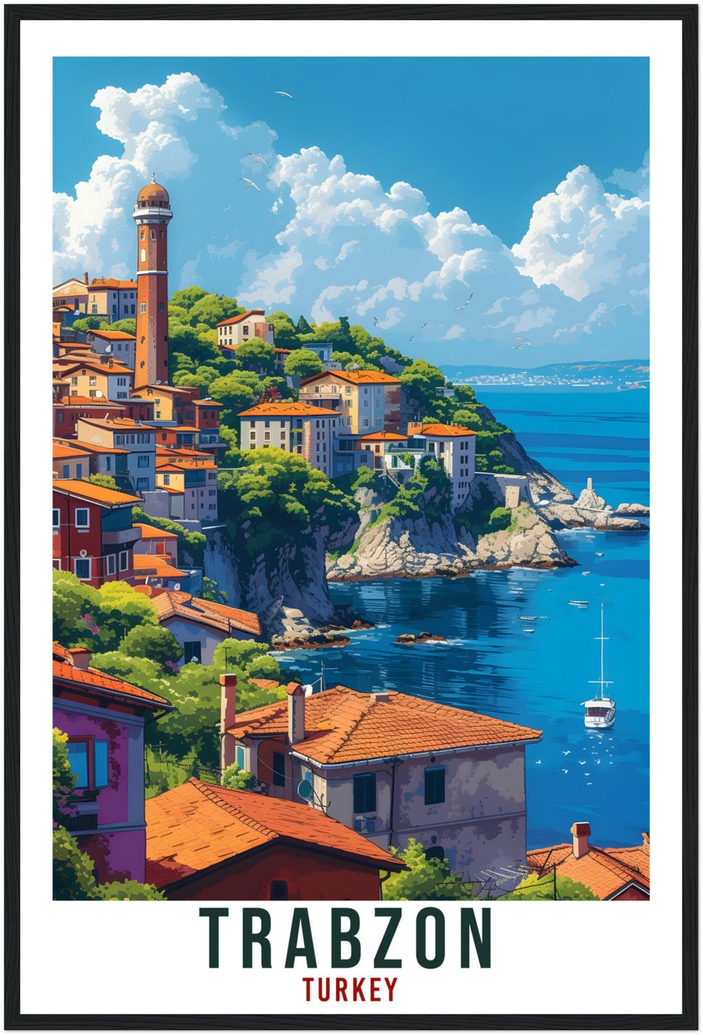 Trabzon Travel Print Turkey Home Decoration Trabzon Turkish City Wall Art Gift Wall Hanging Art Lover Turkey Artwork Trabzon Travel Poster