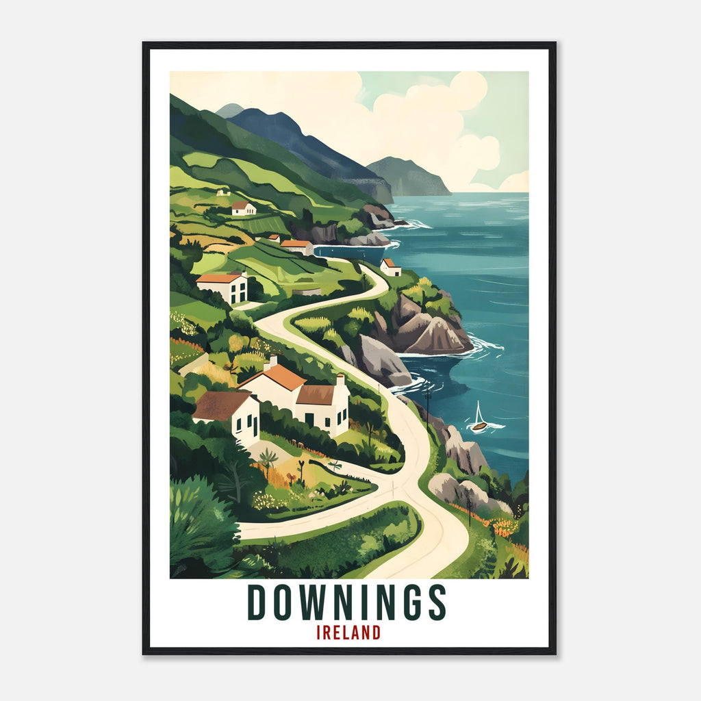 Downings Travel Print Ireland Home Decor Downings Wall Art Wall Hanging Art Lover Irish Artwork Travel Poster Downings Ireland Travel Art