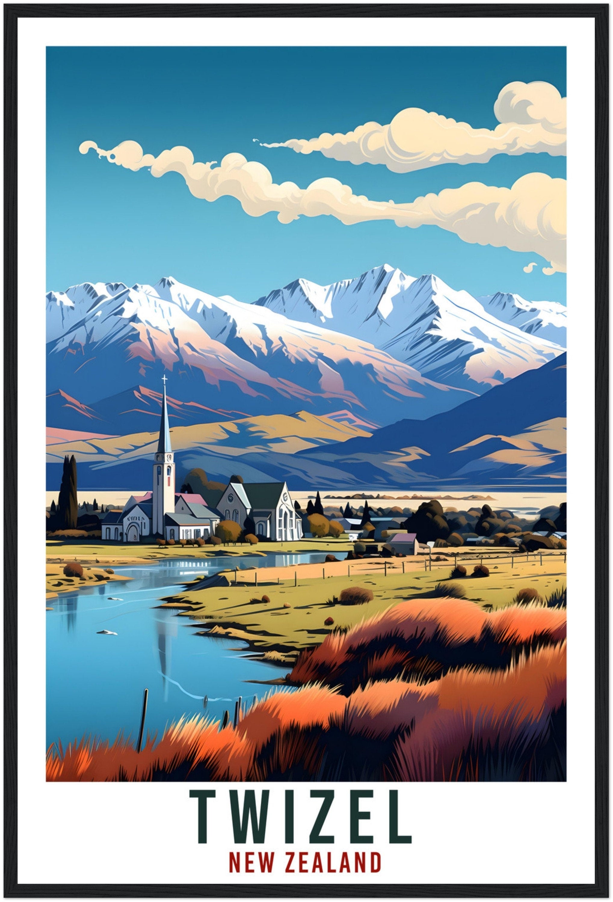 Twizel Travel Print Wall Art Twizel  New Zealand Wall Hanging Artwork Twizel  Art Gifts Twizel  Travel Poster New Zealand Art Lovers Gift