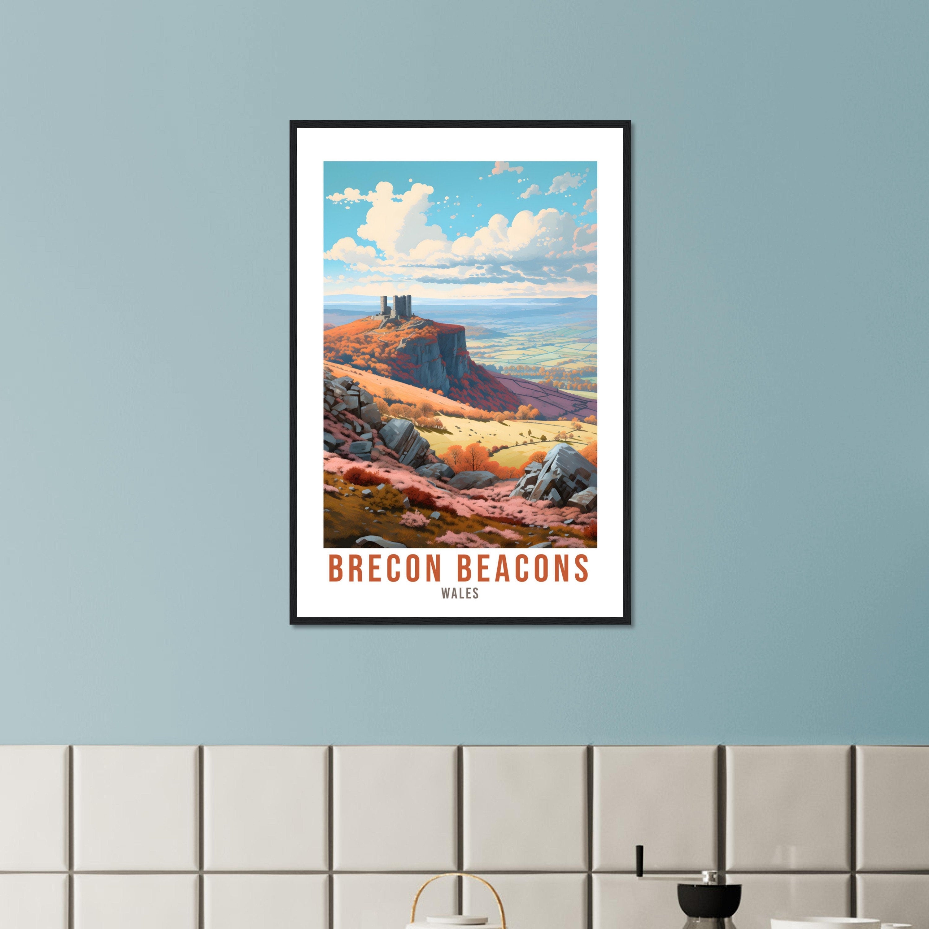 Brecon Beacons Print Brecon Beacons Home Decor Mountain Landscape Wales Nature Wall Hanging Wales Artwork Gift South Wales Travel Poster