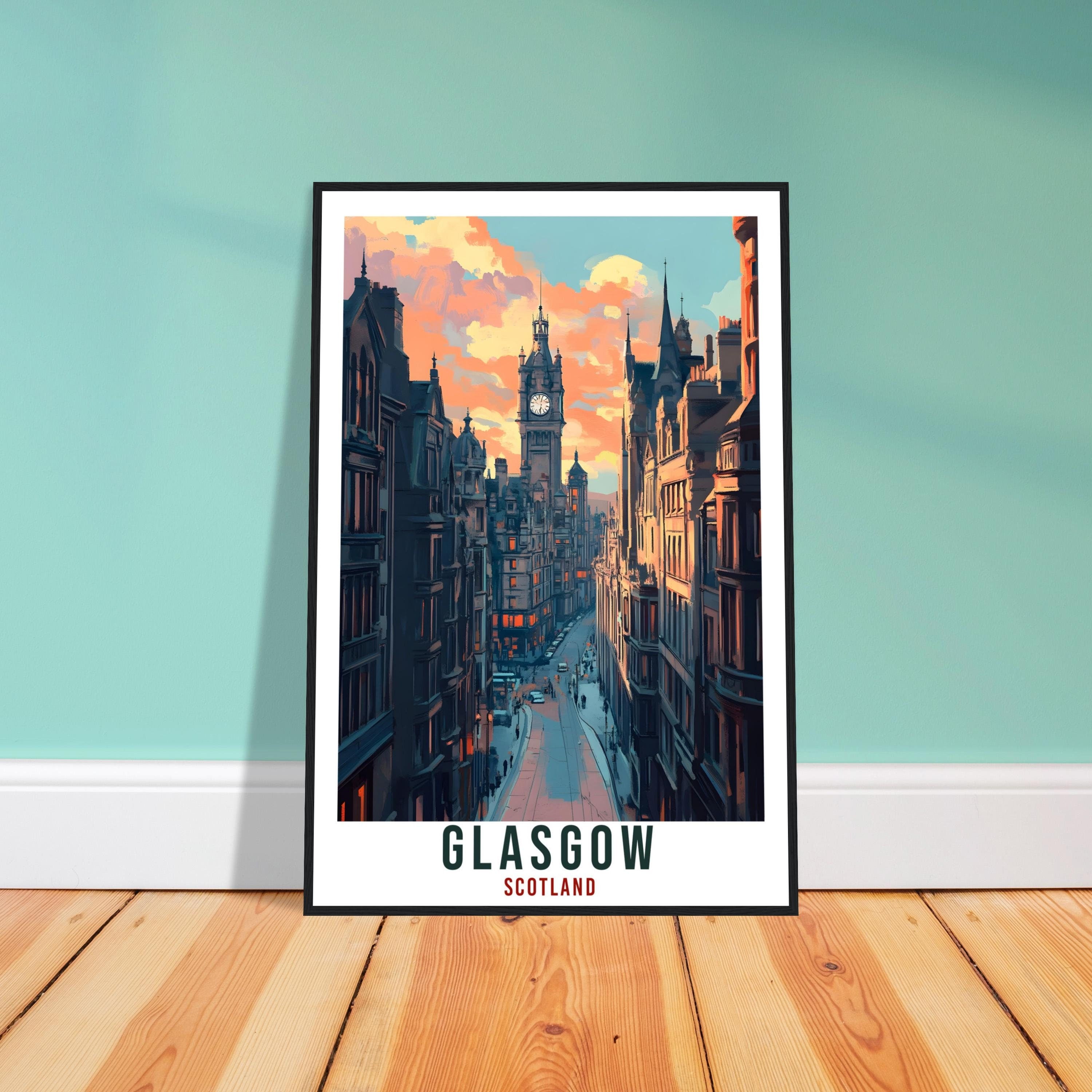 Glasgow Travel Print Scotland Home Decor Glasgow Wall Art Wall Hanging Art Lover Scotland Artwork Travel Poster Glasgow City Travel Art