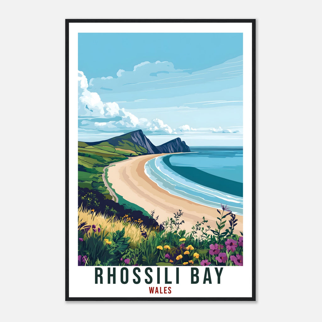Rhossili Bay Travel Print Wales Home Decor Rhossili Bay Wall Art Wall Hanging Art Lover Wales Artwork Travel Poster Rhossili Bay Travel Art