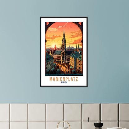 Munich Travel Print Germany Wall Art Marienplatz Travel Poster Munich Home Decor Munich Cityscape Art Gift Marienplatz Munich Wall Art Gift